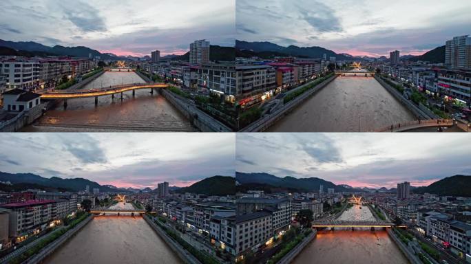 栾川县伊河河流夜景