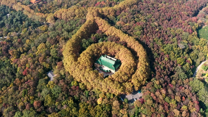 南京市钟山风景区美龄宫秋景航拍