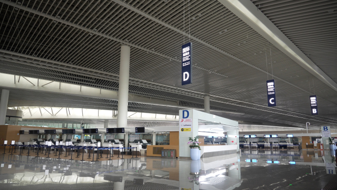 青岛胶东国际机场，实拍素材4k