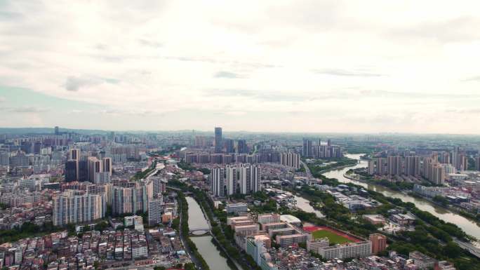 4K东莞运河城市城区俯瞰