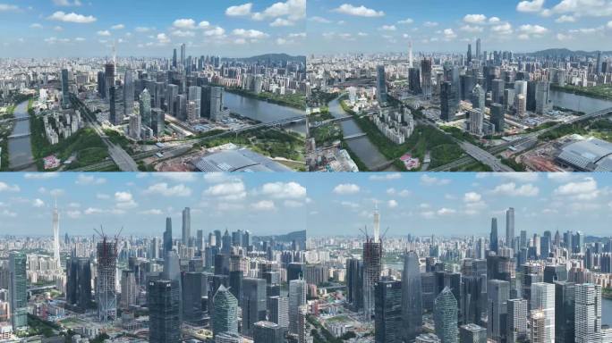 广州琶洲电商总部航拍珠江新城城市天际线