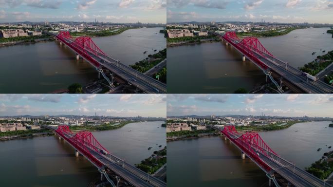 4K东莞城市运河大桥航拍