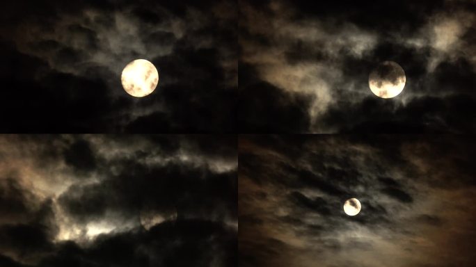4k云遮月忽名忽暗的月亮 月黑风高