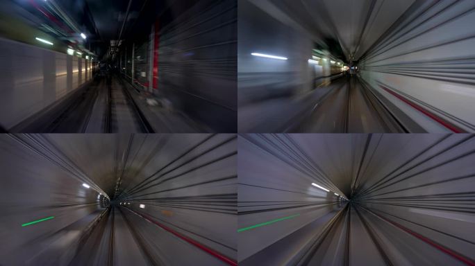4K隧道地铁行驶流光地铁时空隧道