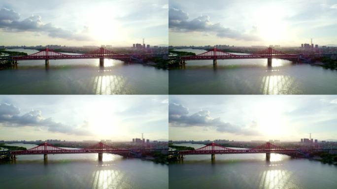 4K东莞城市运河大桥航拍横移