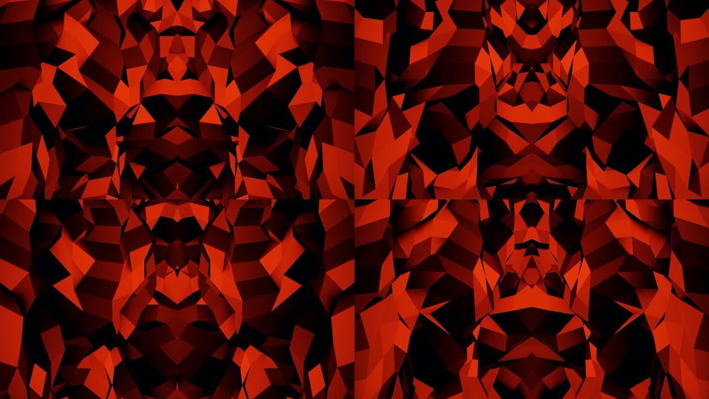 【4K时尚背景】朱红几何立体图形抽象艺术