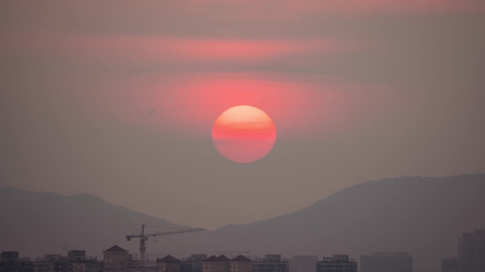 长焦日落特写延时视频