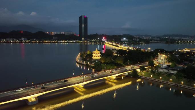 潮州凤凰台夜景航拍