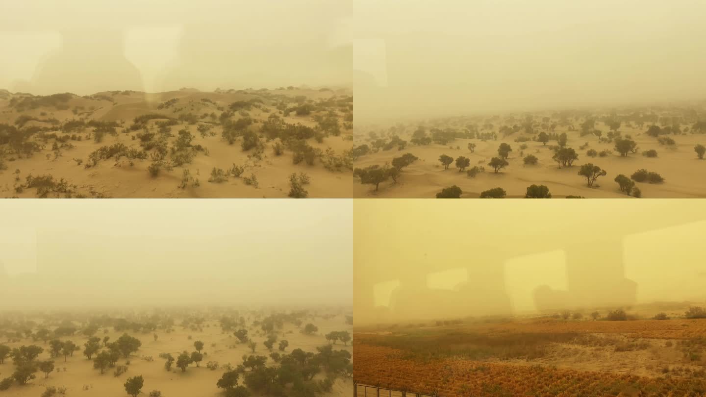 火车窗外风景沙尘暴沙漠风景