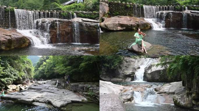 4K青山瀑布流水