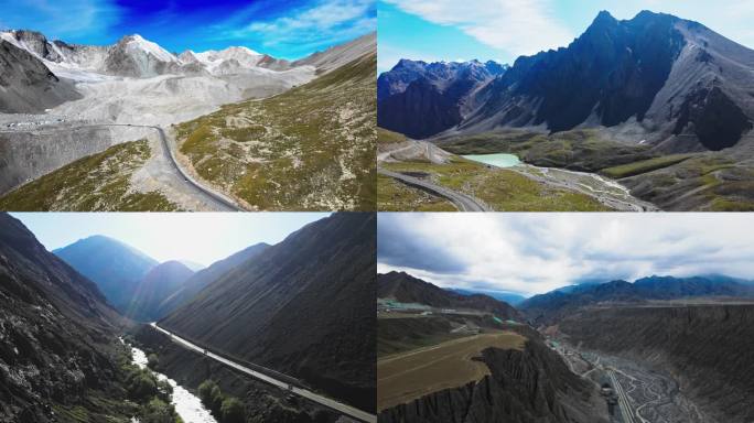 多组航拍独库公路沿线新疆地貌风光
