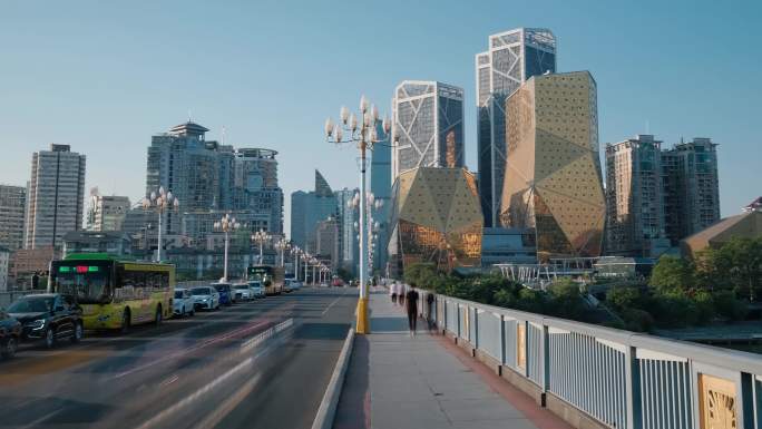 广西柳州城市街景道路街道车流延时