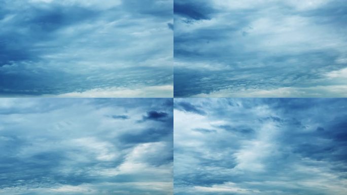 【HD天空】阴云飘散梦幻迷雾蓝色水墨云动