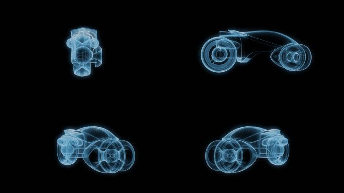 科技全息概念机车透明通道素材