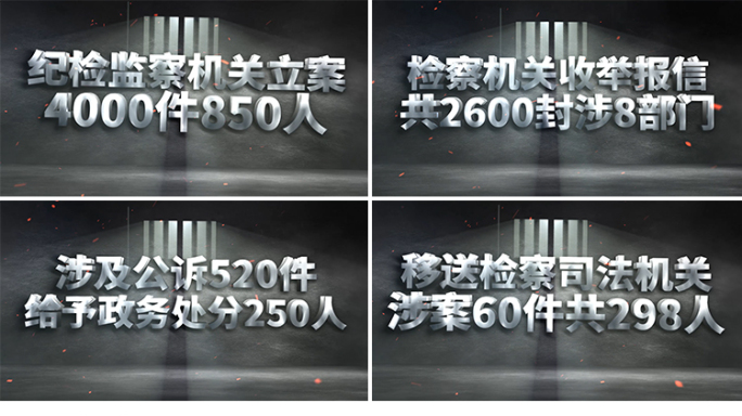 警示教育反腐扫黑除恶数据文字ae模板