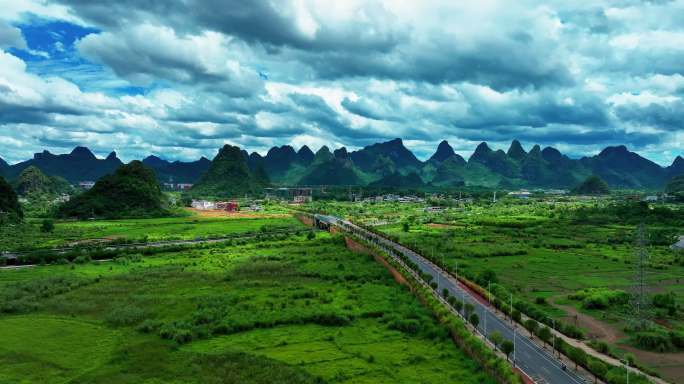 航拍桂林绕城高速多镜头2022新