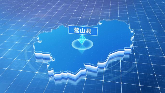 营山县蓝色科技感定位立体地图