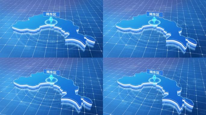 揭东区蓝色科技感定位立体地图