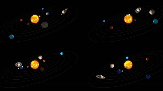 4K太阳系无背景带通道无限循环