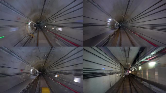 4K隧道地铁行驶流光地铁时空隧道