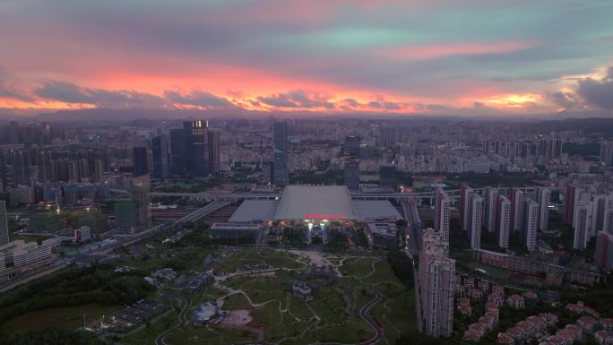 【4K】深圳北站商务中心大景朝霞