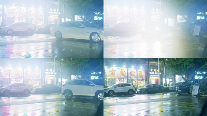 下雨街道汽车 灯 SONY FX3