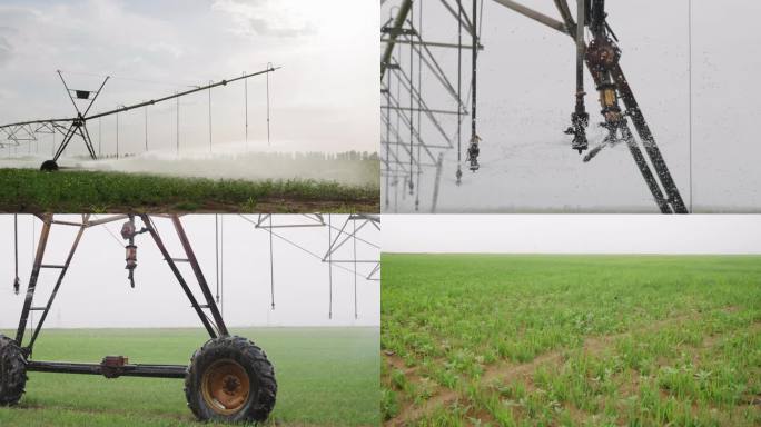 喷灌机在灌溉牧场田野4K