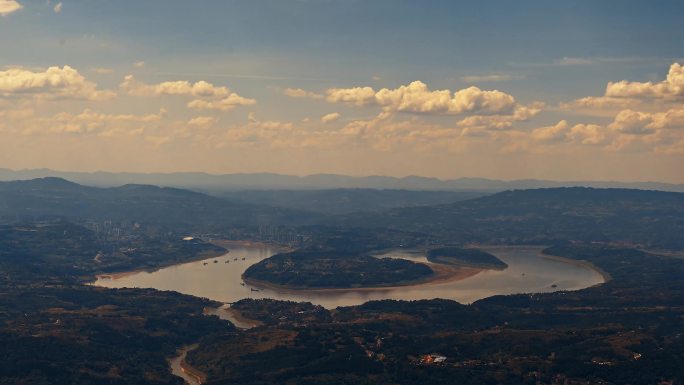 重庆长江第一湾实拍视频素材