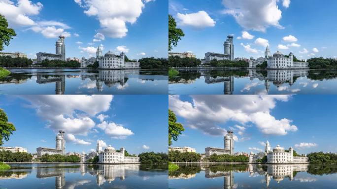 广州流花湖公园蓝天白云城市风景