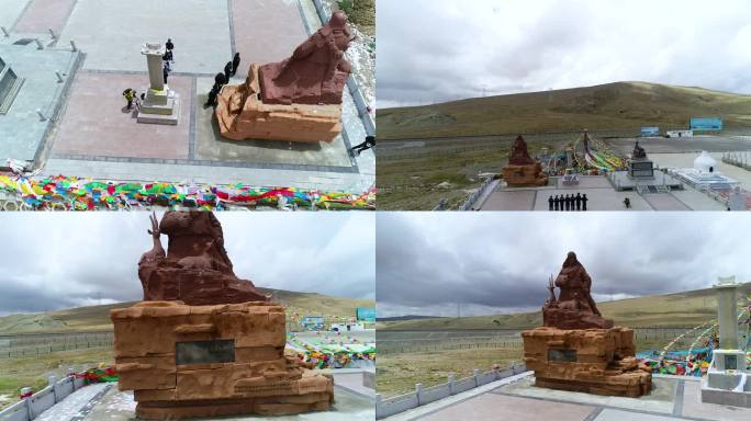 航拍青海可可西里索南达杰雕像纪念碑合集
