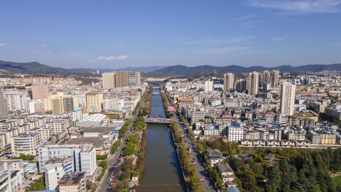 楚雄市区航拍延时