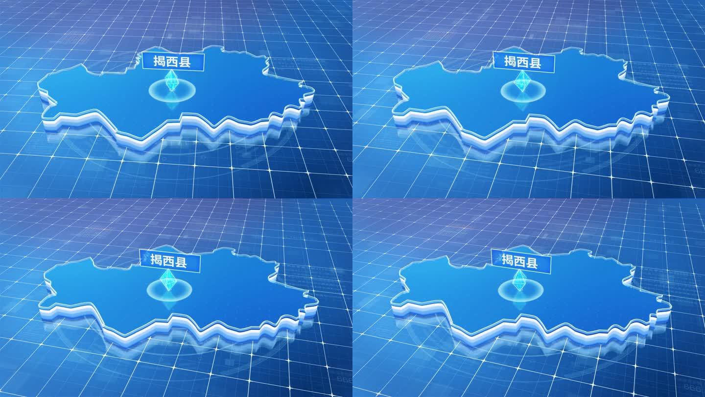 揭西县蓝色科技感定位立体地图