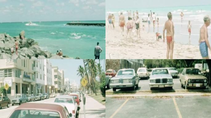 80年代美国迈阿密沙滩度假晒太阳