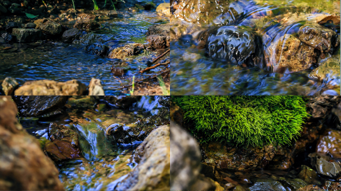 4K自然小溪河流山泉水山河溪流水实拍素材