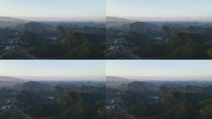 广西马山古零小都百群山晨曦