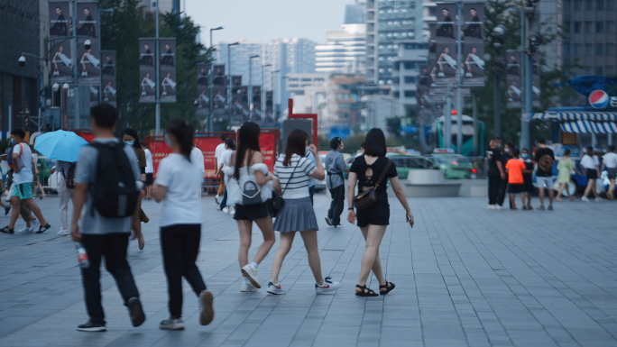 城市人流 商业街人流延时摄影 逛街人流