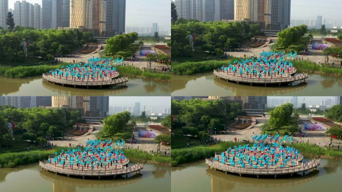 4K航拍 大型歌舞红船向未来实景表演