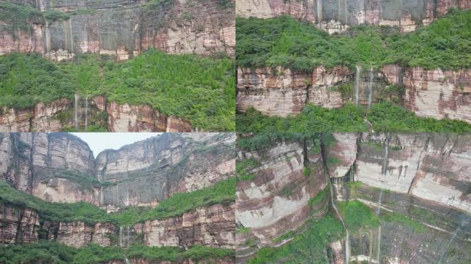 太行大峡谷雨后现飞瀑隧道口积水喷出如瀑布