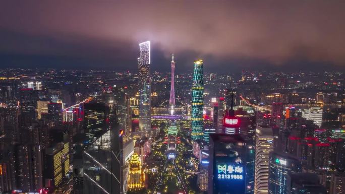 广州中轴线夜景航拍延时