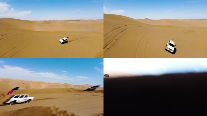 无人机在沙漠炸机4K