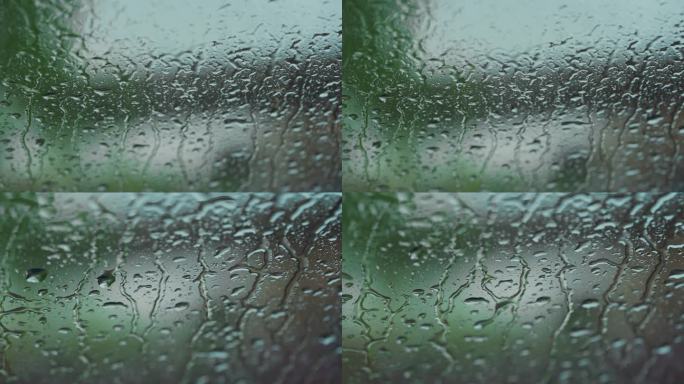 4K车窗玻璃下雨情绪