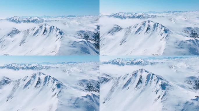 航拍冬季中国四川夹金山风景