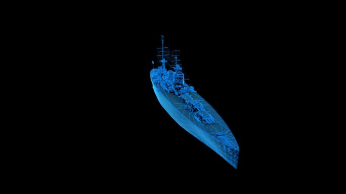 蓝色科技线条全息科技驱逐舰动画带通道
