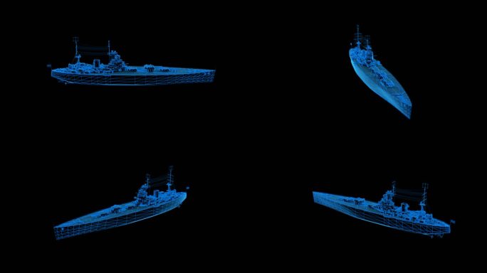 蓝色科技线条全息科技驱逐舰动画带通道