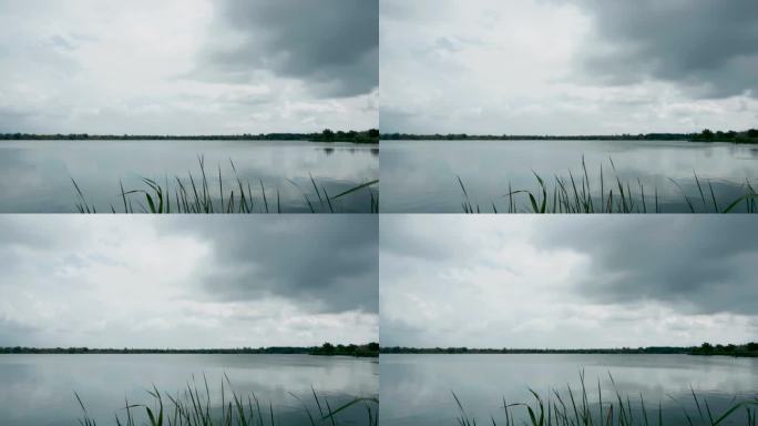 天空湖泊云风景延时摄影