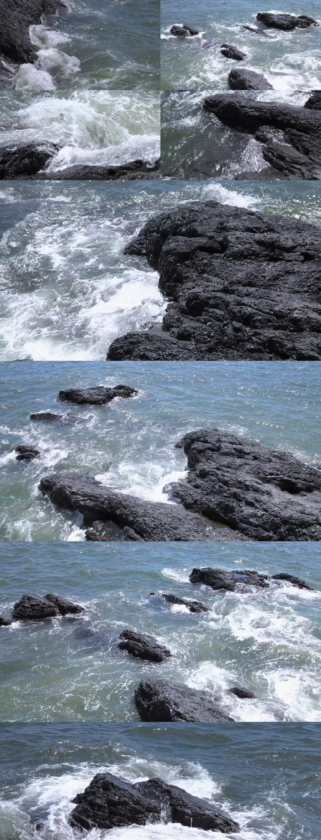 黑石礁、海浪礁石、波涛汹涌、海浪