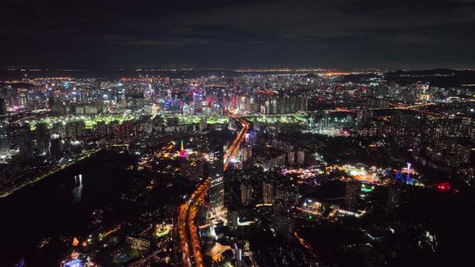 深圳南山区夜景航拍