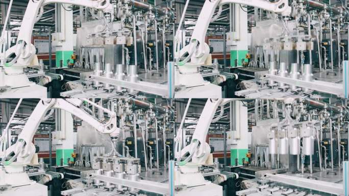 4K实拍工厂科技感机械臂