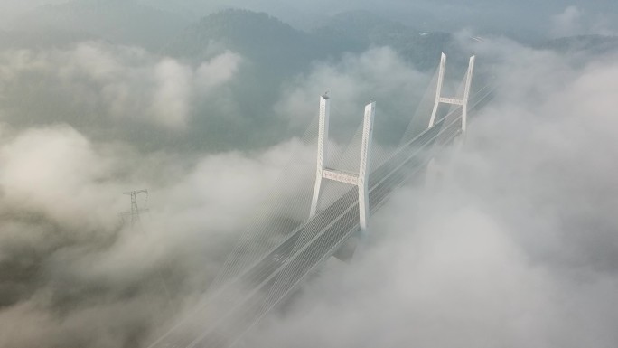 航拍楠木渡乌江大桥梁气势磅礴自然风光视频