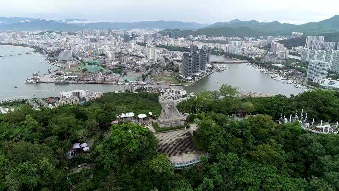 航拍海南三亚市鹿回头景区